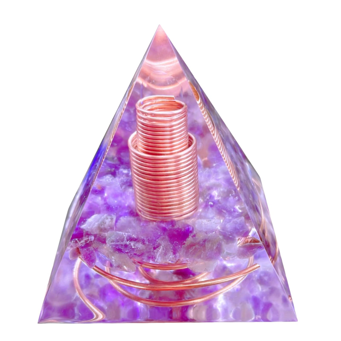 Saefheled Crystal Column Orgone Pyramid,Natural Energy Amethyst&White Quartz Orgonite Crystal Healing Pyramids,for Reduce Stress, Balance Chakra,Meditation Attract Luck,Accumulate Wealth Health(6cm)