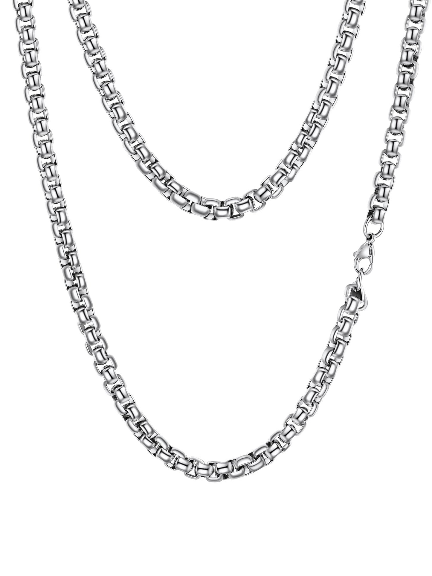 PROSTEEL Squre Rolo Link Chains, Stainless Steel Chain Necklace Waterproof & Strong Lobster Clasp 6mm Link Chains for Men and Women Jewelry with Gift Box 18in