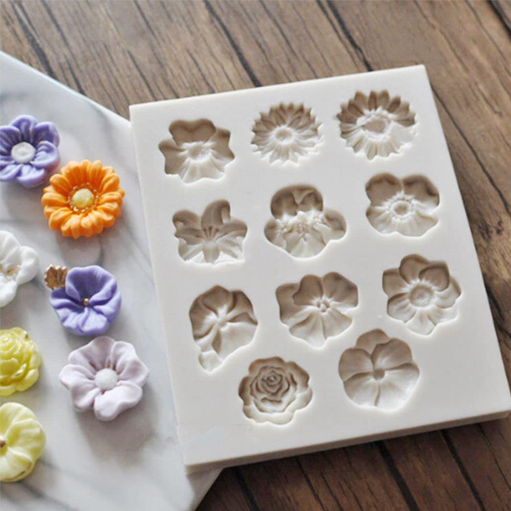Sunflower Rose Flowers Shape Silicone Mold Cake DIY Decoration Chocolate 3D Mould Tools Color Random
