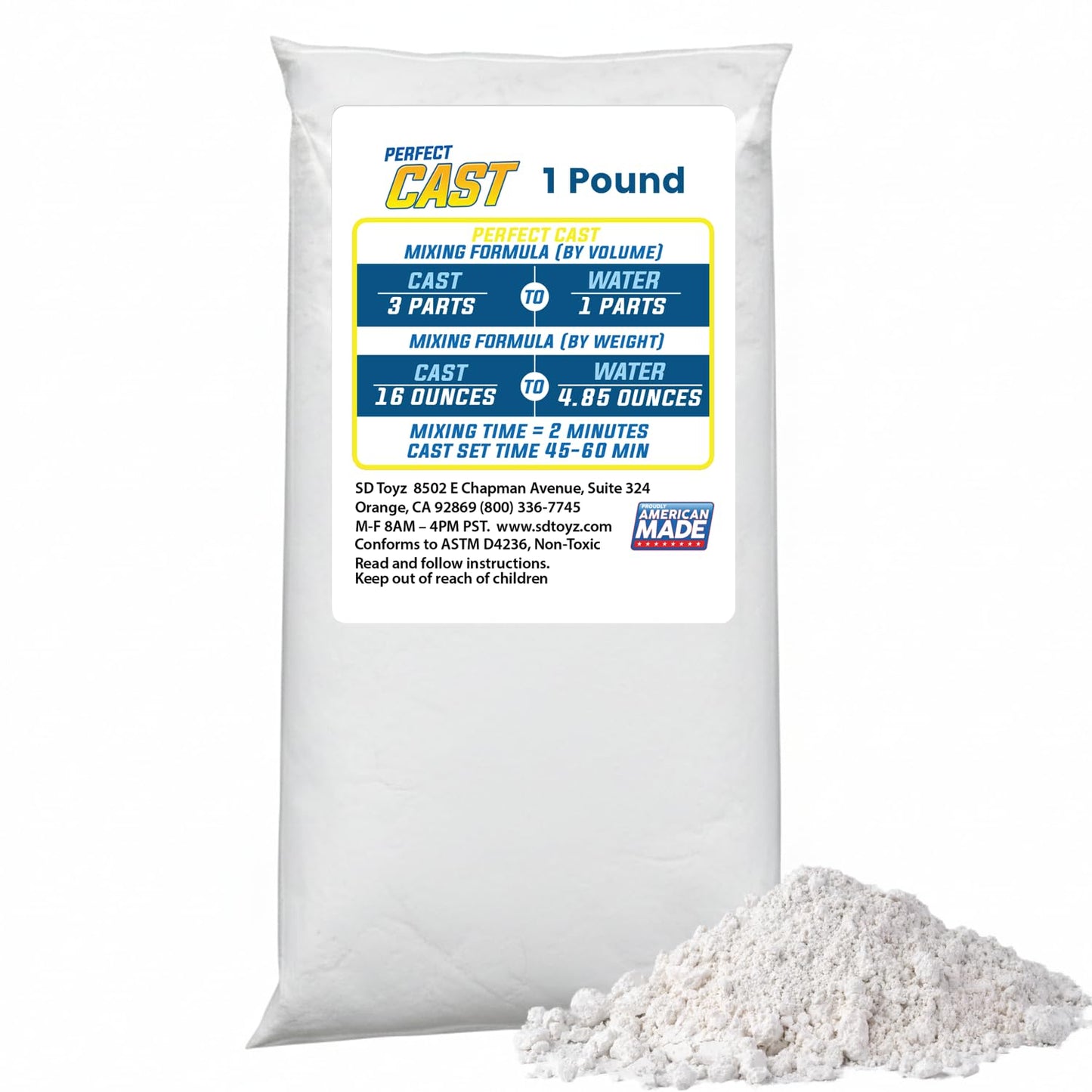 Perfect Cast Mold Casting Powder, Fast-Curing, Non-Toxic, Water-Based Material for DIY Sculptures, Jewelry, Crafts & Models, USA Made, 1 lb Bag