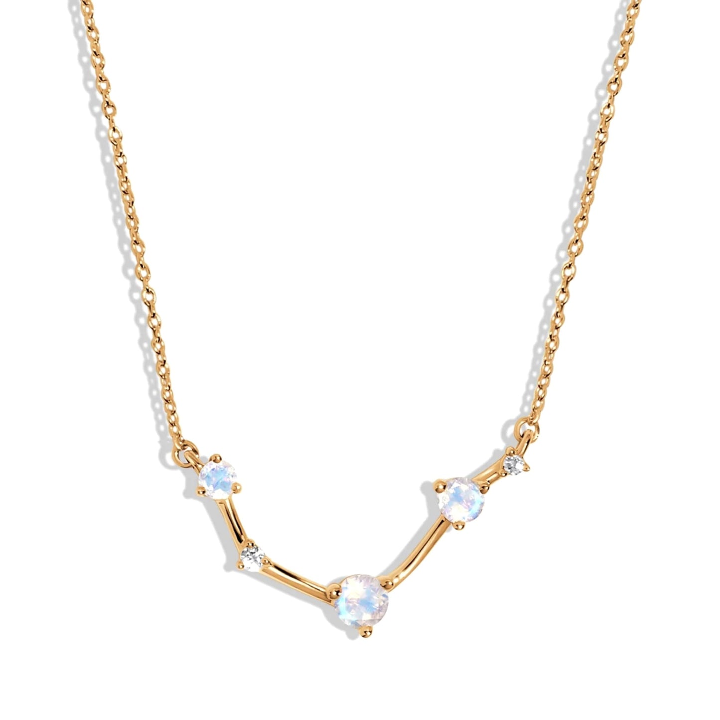 Moon Magic Moonstone Necklace - Aries Zodiac Constellation / 925 Sterling Silver - 18k Rose Gold - Yellow Gold Rainbow Moonstone Necklaces for Women/Authentic Rainbow Crystal Jewelry