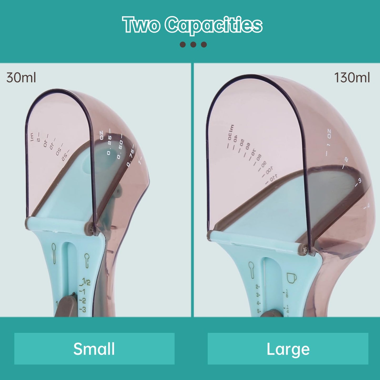 Adjustable Measuring Spoon Set – Multifunctional Cooking & Baking Scoop, Accurate Measurement, Easy to Clean, Includes 130ml & 30ml Spoons