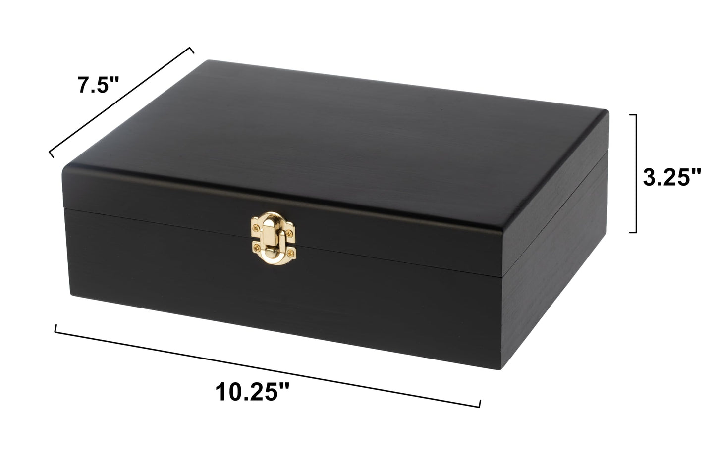 Creative Hobbies Large Black Wooden Keepsake Box with Gold Clasp | 10.25″ × 7.5″ × 3.25″ Storage Case for Photos, Jewelry, Crafts & Gifts