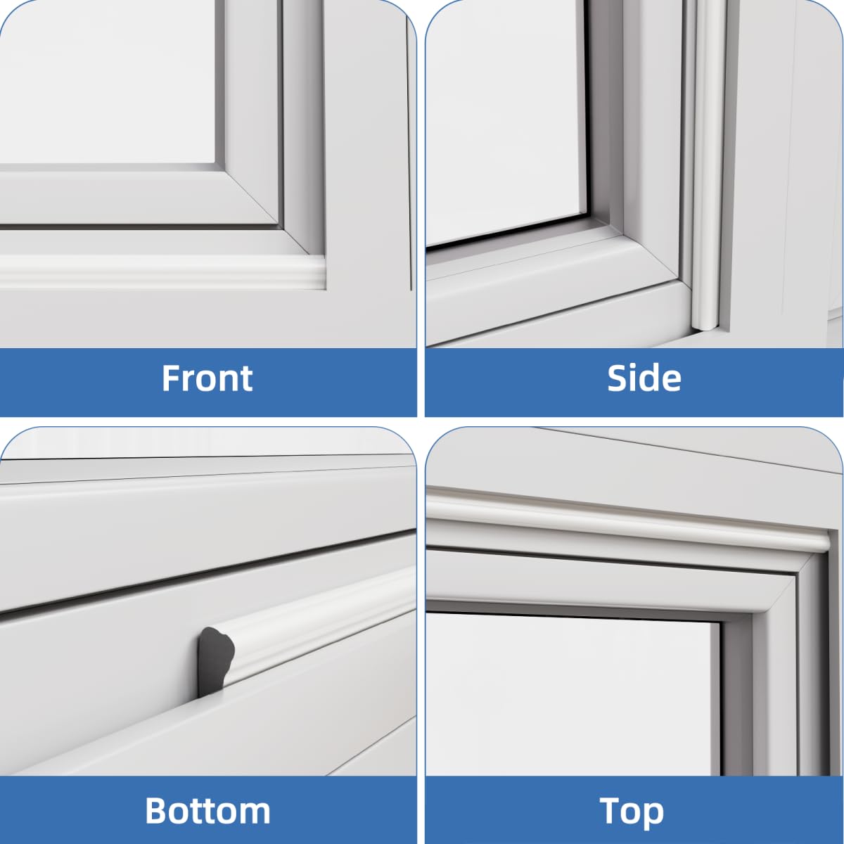 Wedge Shape Window Weather Stripping Door Frame Seal 3Pcs×196” White (49 Foot)