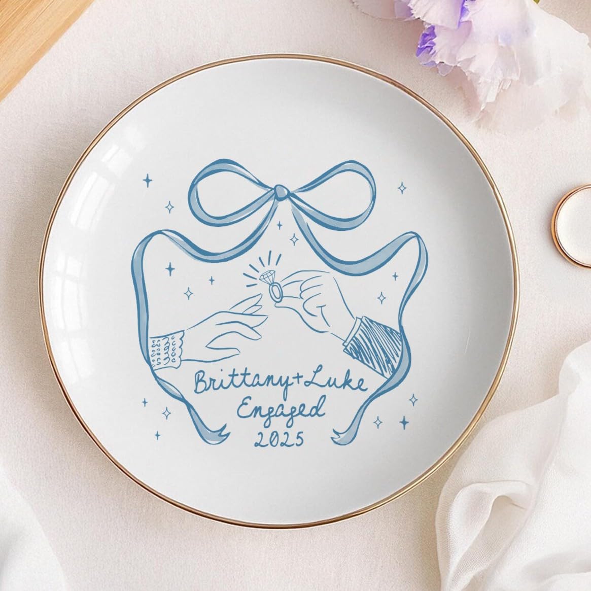 Anniversaree Custom Couple Portrait Polaroid Photo Ring Dish, Personalized Picture Jewelry Holder, Engagement Ring Dish, Wedding Trinket Tray Keepsake Valentines Gift for Her Him Wife Husband