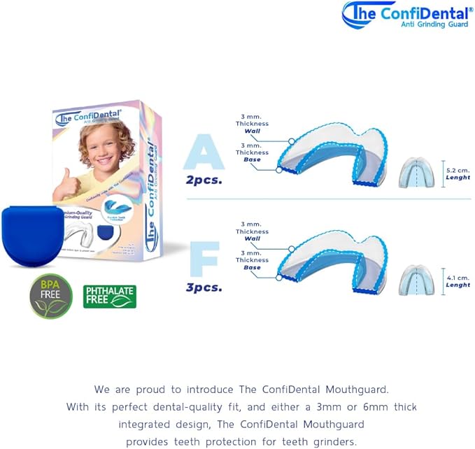 Custom-Fit Mouth Guard for Teeth Grinding and Clenching - Boil-and-Bite Dental Nightguard for Grinding Teeth at Night - Fits Kids, Teens, and Adults with Smaller Mouths - 5-Pack (3 Small, 2 Regular)