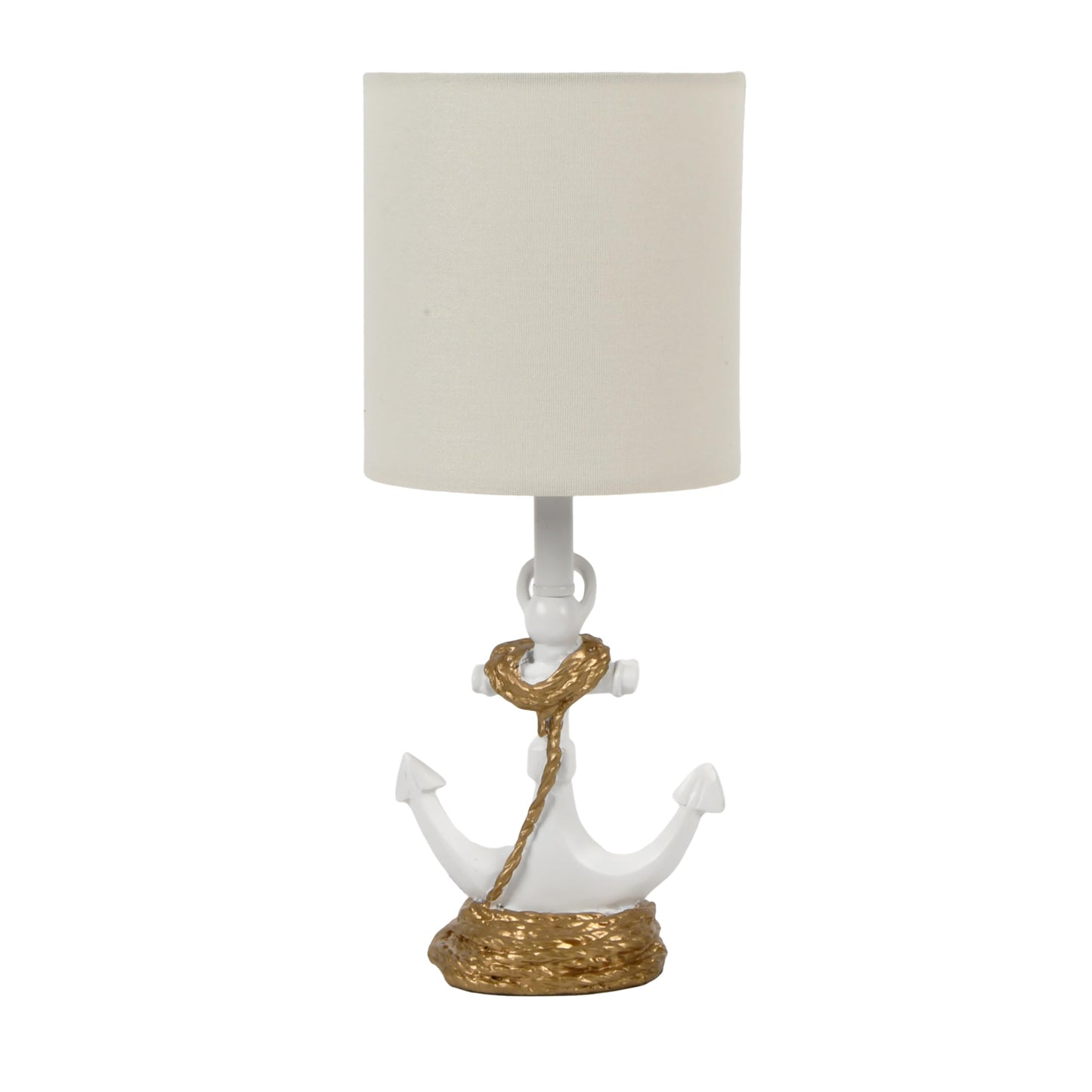 Decor Therapy Anchor Resin Accent Lamp, Easy on/Off Push-Through Light Switch, Coastal Style, Energy Efficient, 40W, White - (8" D x 8" W x 16" H)