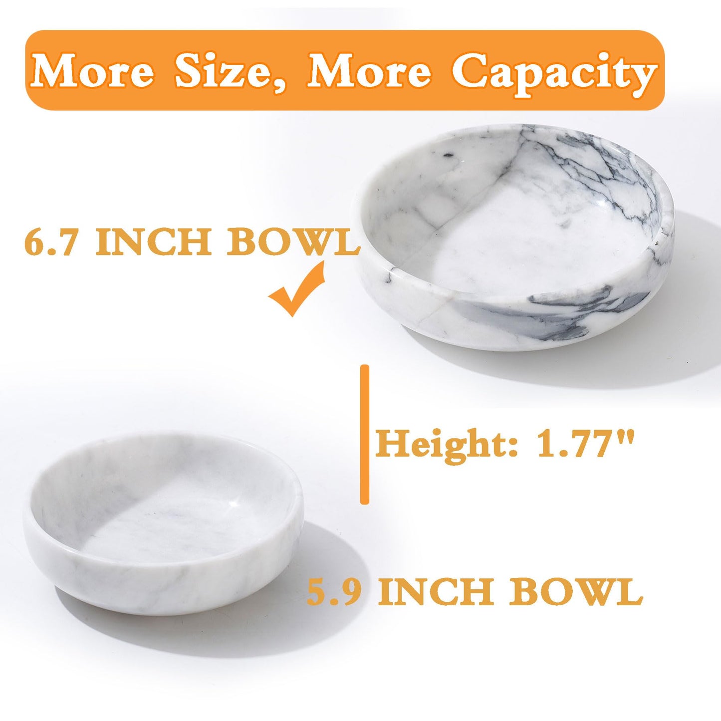 CM CHIC MONDAY 6.7" Decorative Bowl - Natural Marble Key Bowl & Centerpiece (White & Grey)