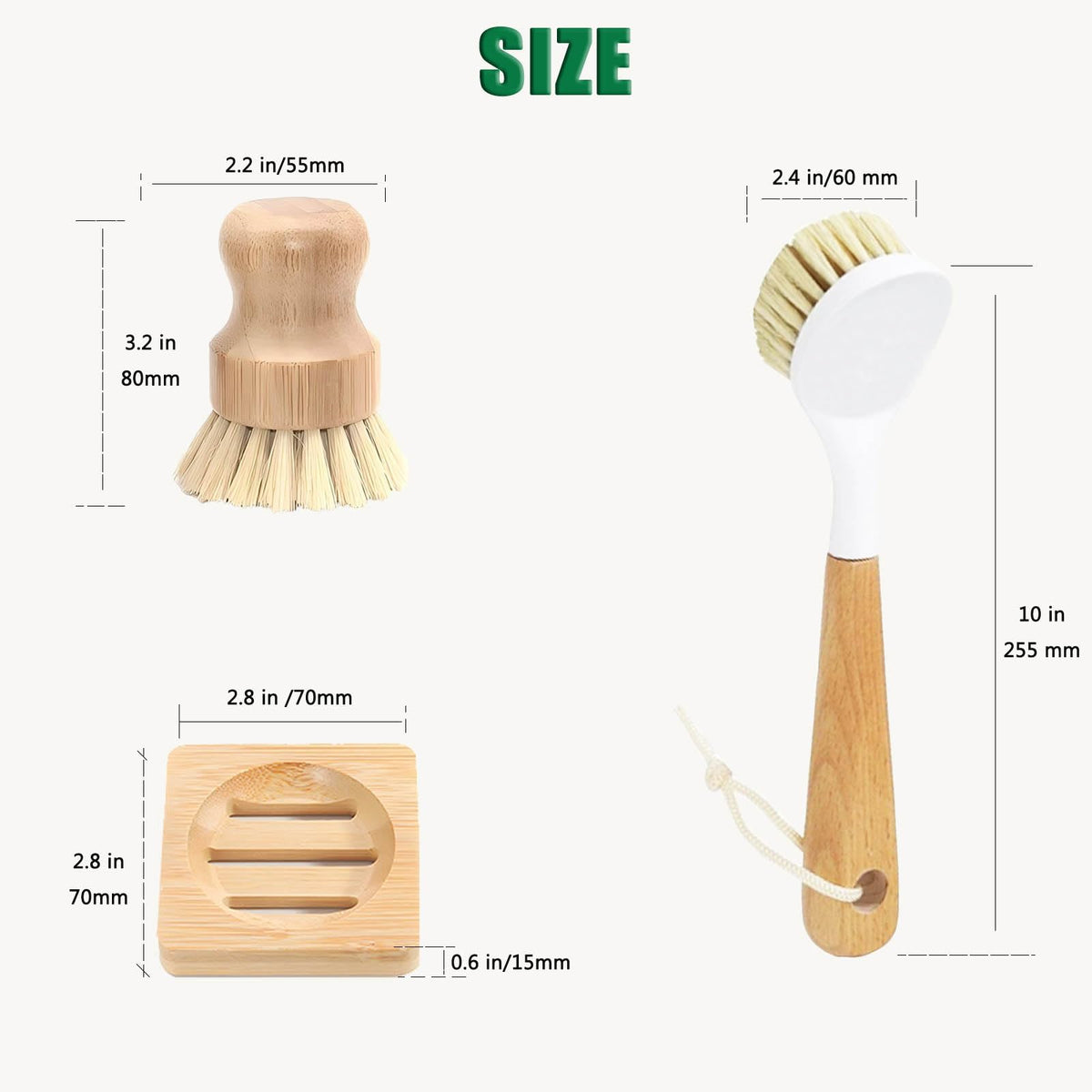 5 Pcs Bamboo Vegetable Brush (5 Count)