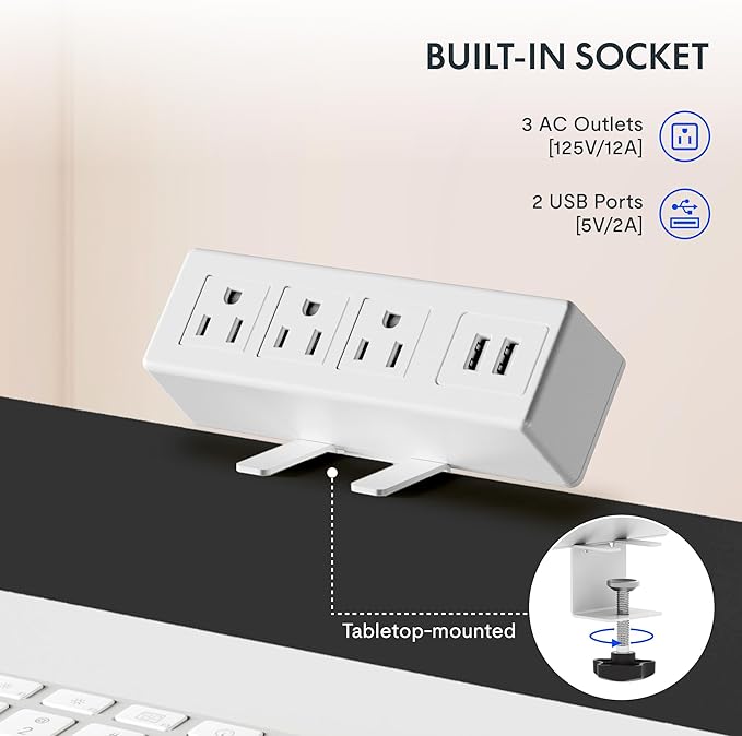 FLEXISPOT EN2 Whole-Piece Standing Desk with Clamp Power Strip, 48 x 30 Electric Stand Up Height Adjustable Desk with Cable Management (White Frame + 48" Maple Top, 2 Packages)