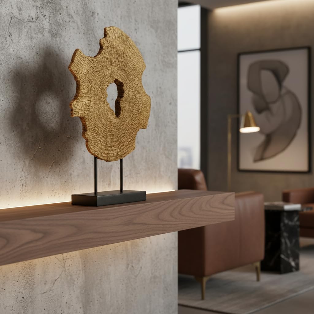 LAIKEARTS Modern Abstract Decorative Sculpture, Dining Living Room Desk Decor,Geometric Home Decor Statues,Shelf Top Decor Aesthetics, Wood Grain