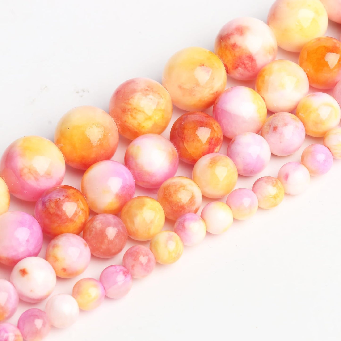 Yochus 60pcs 6mm Orange&Pink Persian Jade Energy Healing Round Bulk Gemstone Beads for Jewelry Making Bracelet Necklace Earring DIY