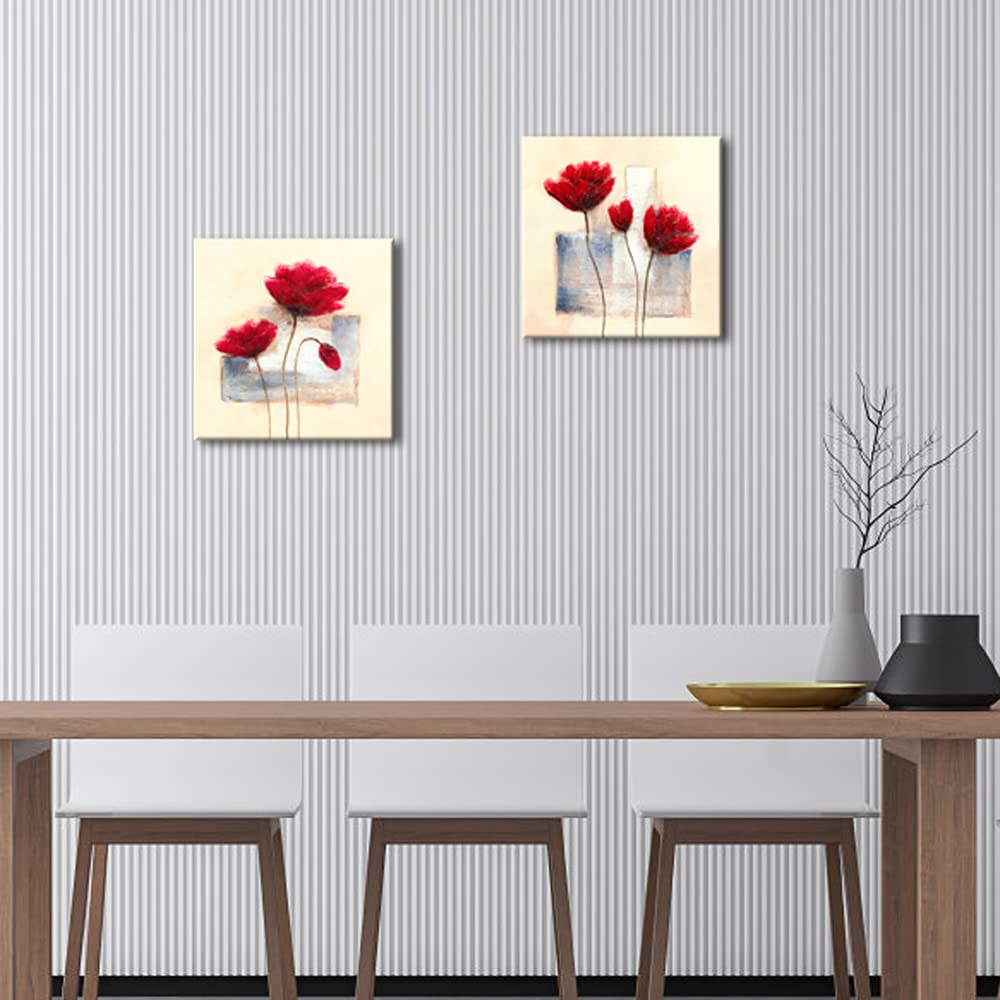 Wieco Art Charming Spring Modern 2 Panels Stretched and Framed Giclee Canvas Prints Artwork Abstract Floral Oil Paintings Style Picture Photo on Canvas Wall Art for Bedroom Home Decorations