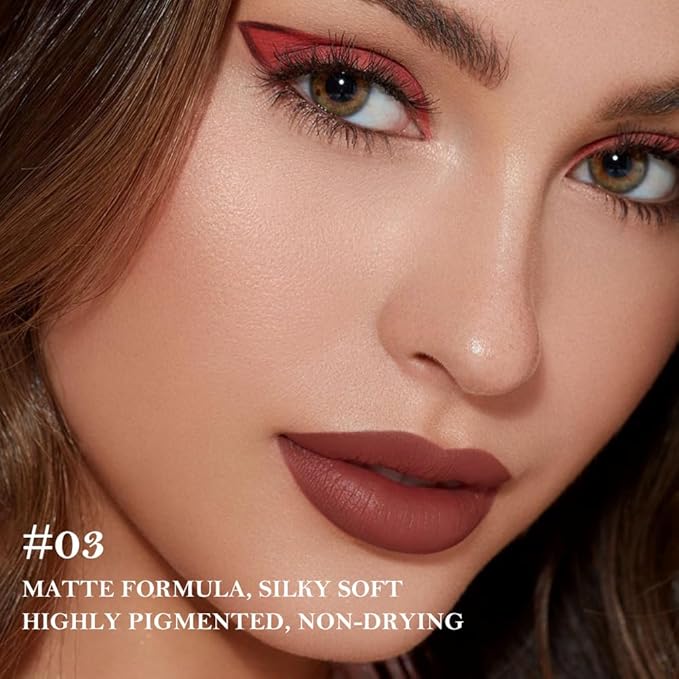 3Pcs Gradient Matte Lipstick Crayon Lip Liner pencil, Flawless Contour Gradual Ombre Effect lip Pencil, for Women Long Lasting Waterproof Smudge Proof Lipstick Pencil 02#+03#+08#