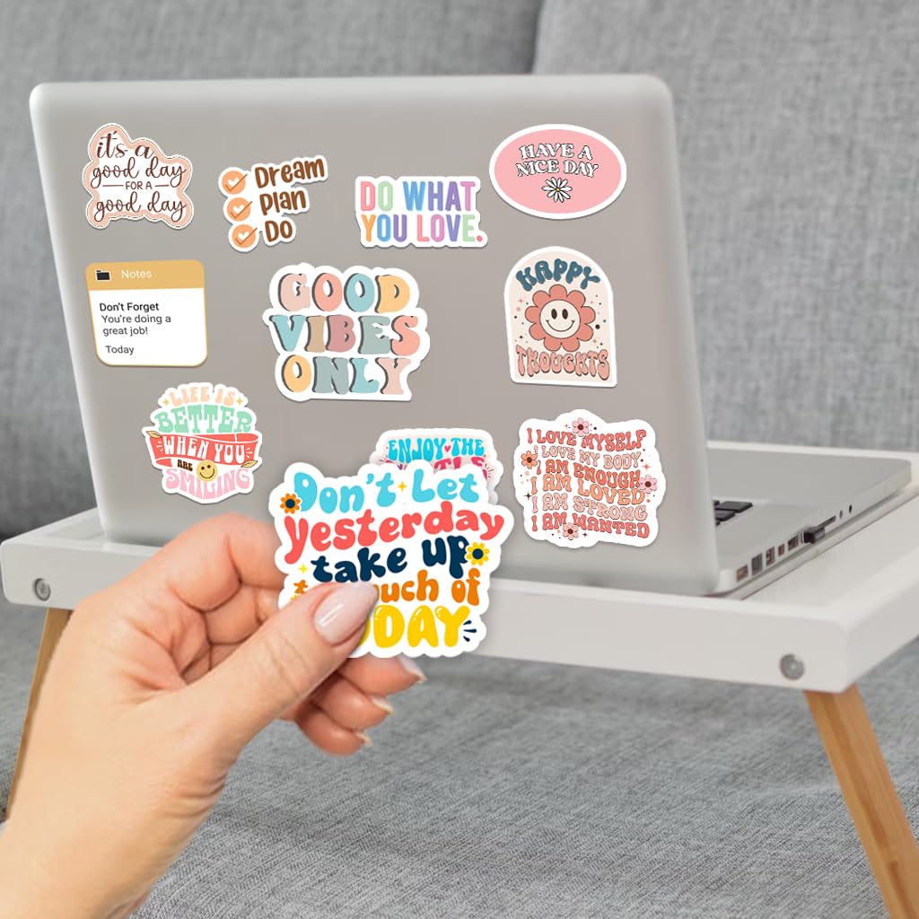 300PCS Motivational & Affirmation Stickers by Puraesla – for Vision Board, Positive Inspirational Decals for Water Bottles, Laptops, Planners, Journals, Scrapbooks & Teachers
