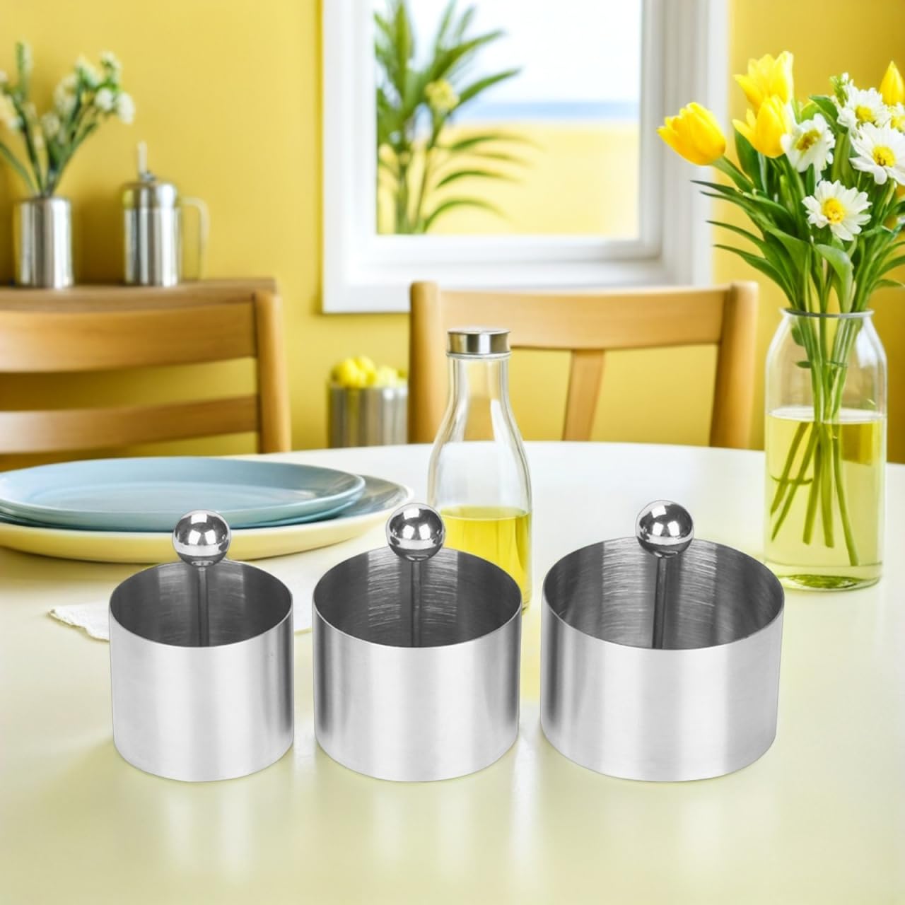 CONGARTENO Round Cold Dish Mold Stainless Steel Kitchen Utensil for Cold Dish Shaping Dessert Mold Baking Tool with Press Plate