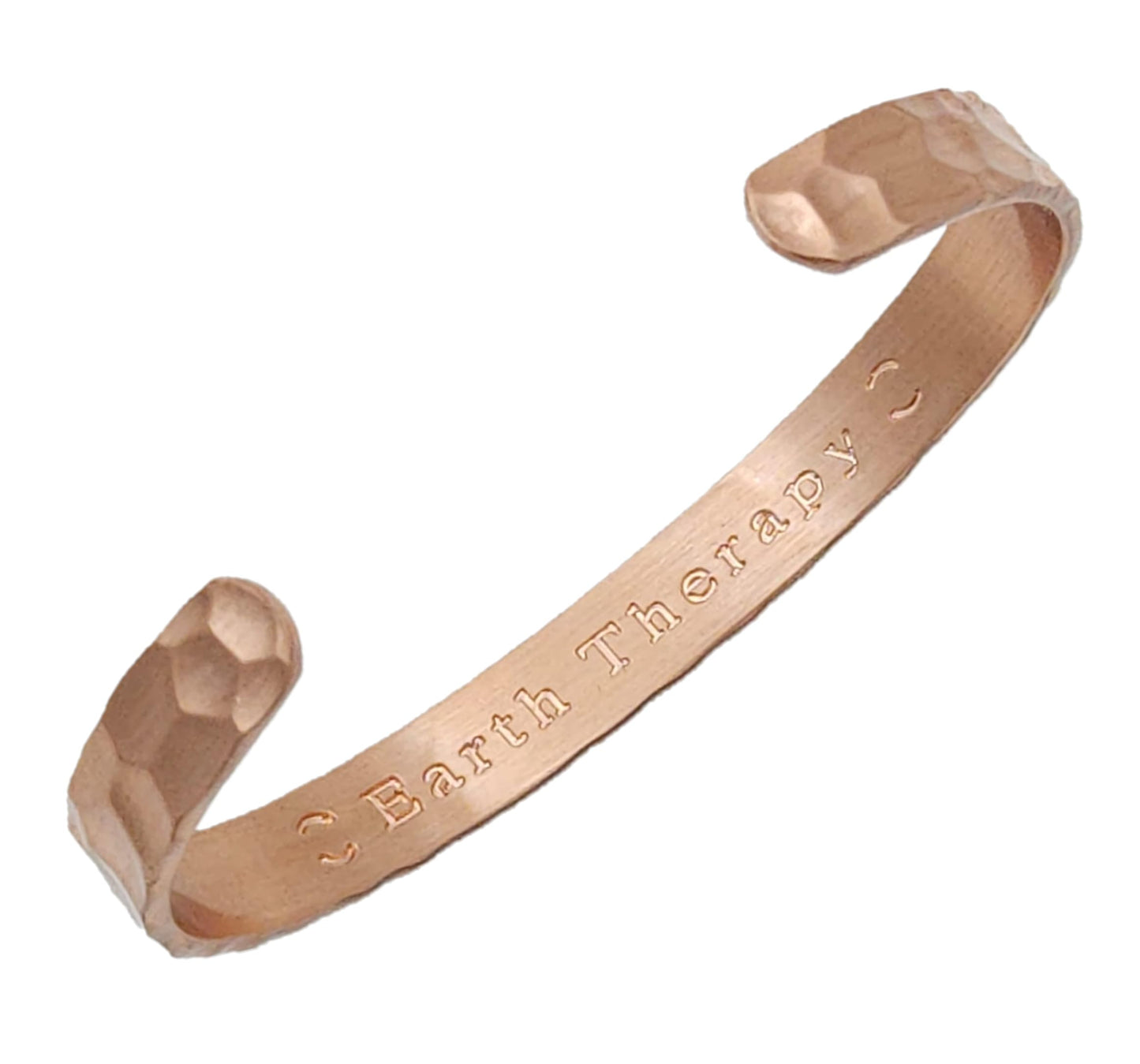 Earth Therapy Hammered Finish Pure Copper Magnetic Cuff Bracelet – Adjustable Sizing, Ultra-Strength for Men & Women