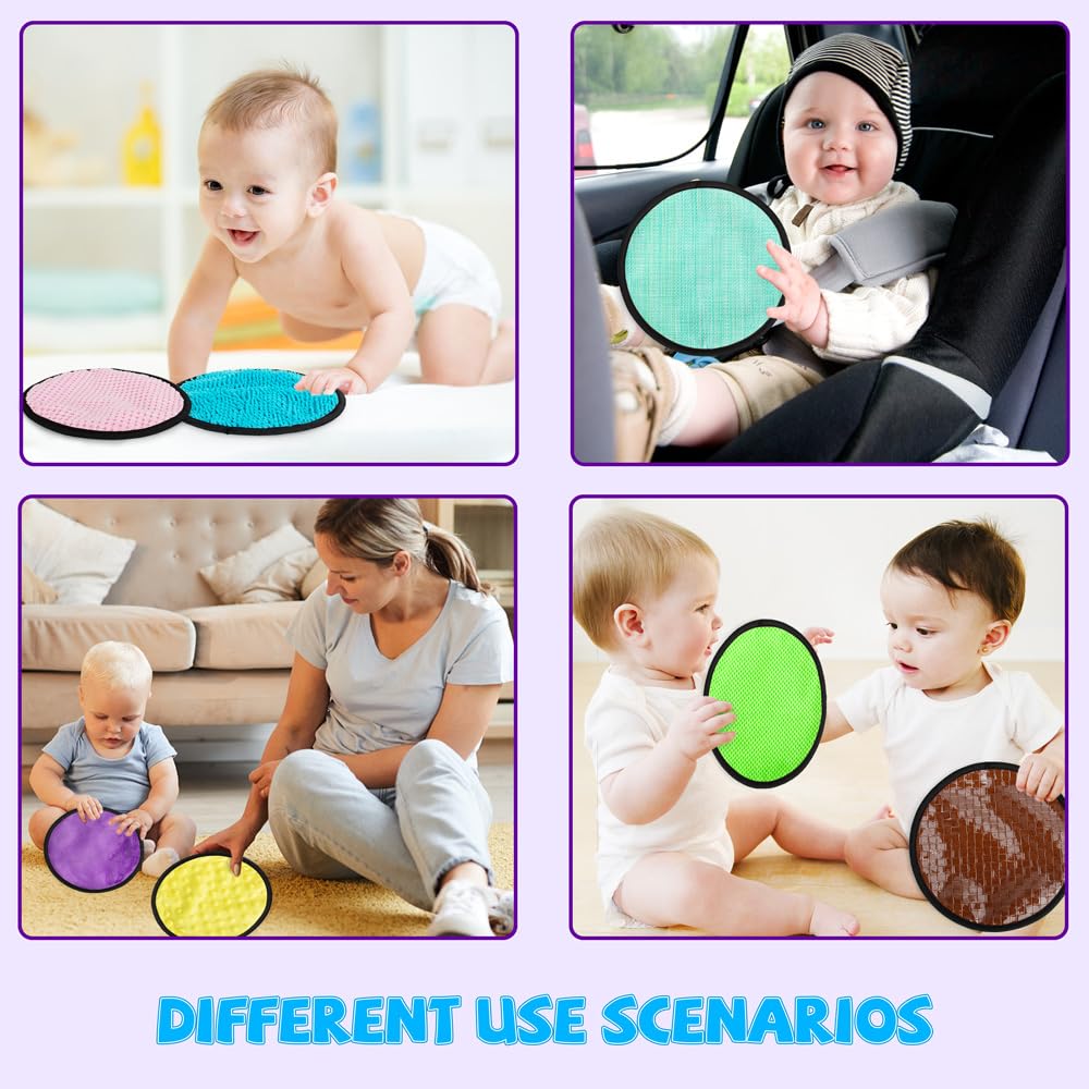 Inbeby 16 Set Round Sensory Mini Mats Textured Sensory Tiles - Sensory Toys for Autistic Children, Babies and Toddlers with Sensory Issues - Tactile Sensory Walls Sensory Mats for Fidgeting Activity