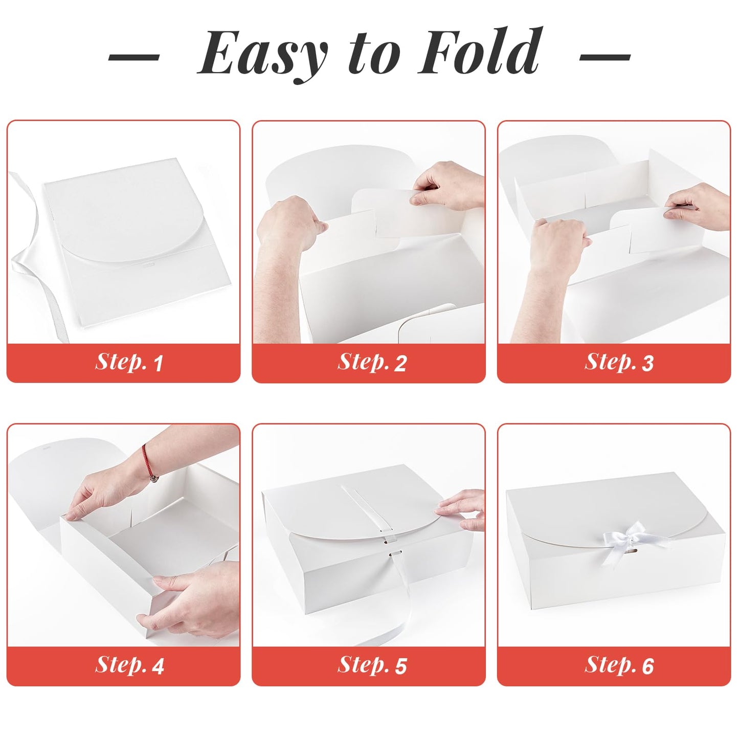 Kucoele 15 PCS Gift Boxes with Lids, 10.6 x 7.8 x 3.1 Inches Bridesmaid Gift Boxes, White Proposal Boxes with Ribbons for Wedding, Birthday, Graduation Present Packaging