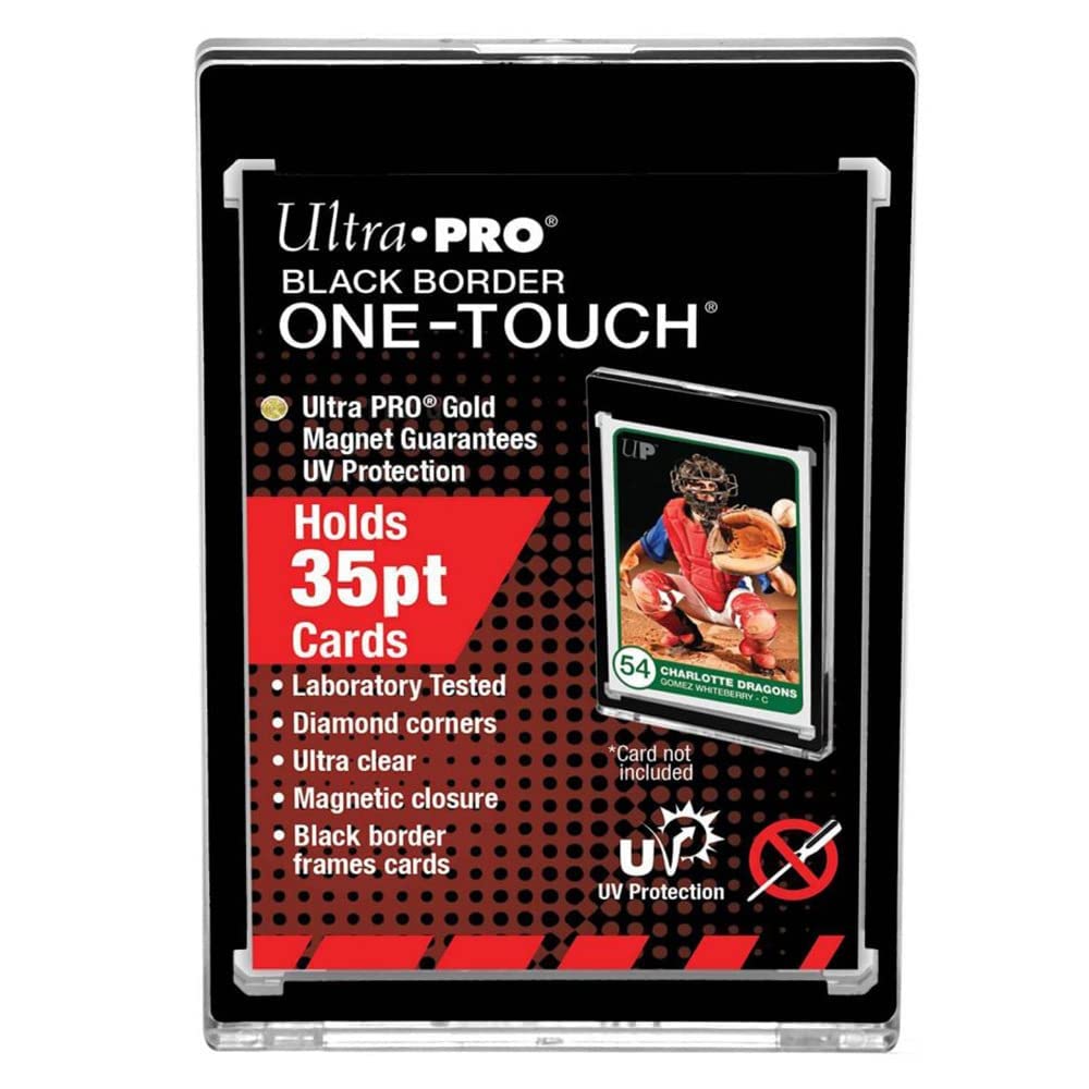 Ultra PRO ONE‑Touch Magnetic Card Holder 35pt Black Border with UV Protection – 5 Pack Premium Trading Card Display Cases