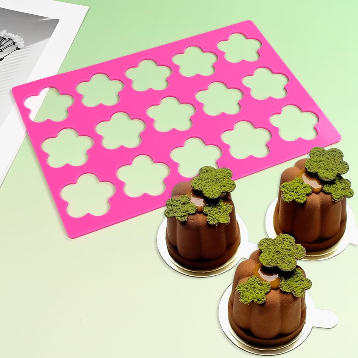 mostsom 3D Hollow Out Lace Mold Triangle Shape Chocolate Mold Silicone Mould Sugarcraft Cake Decorating Tool For DIY Dessert Decoration (C_ Flower)