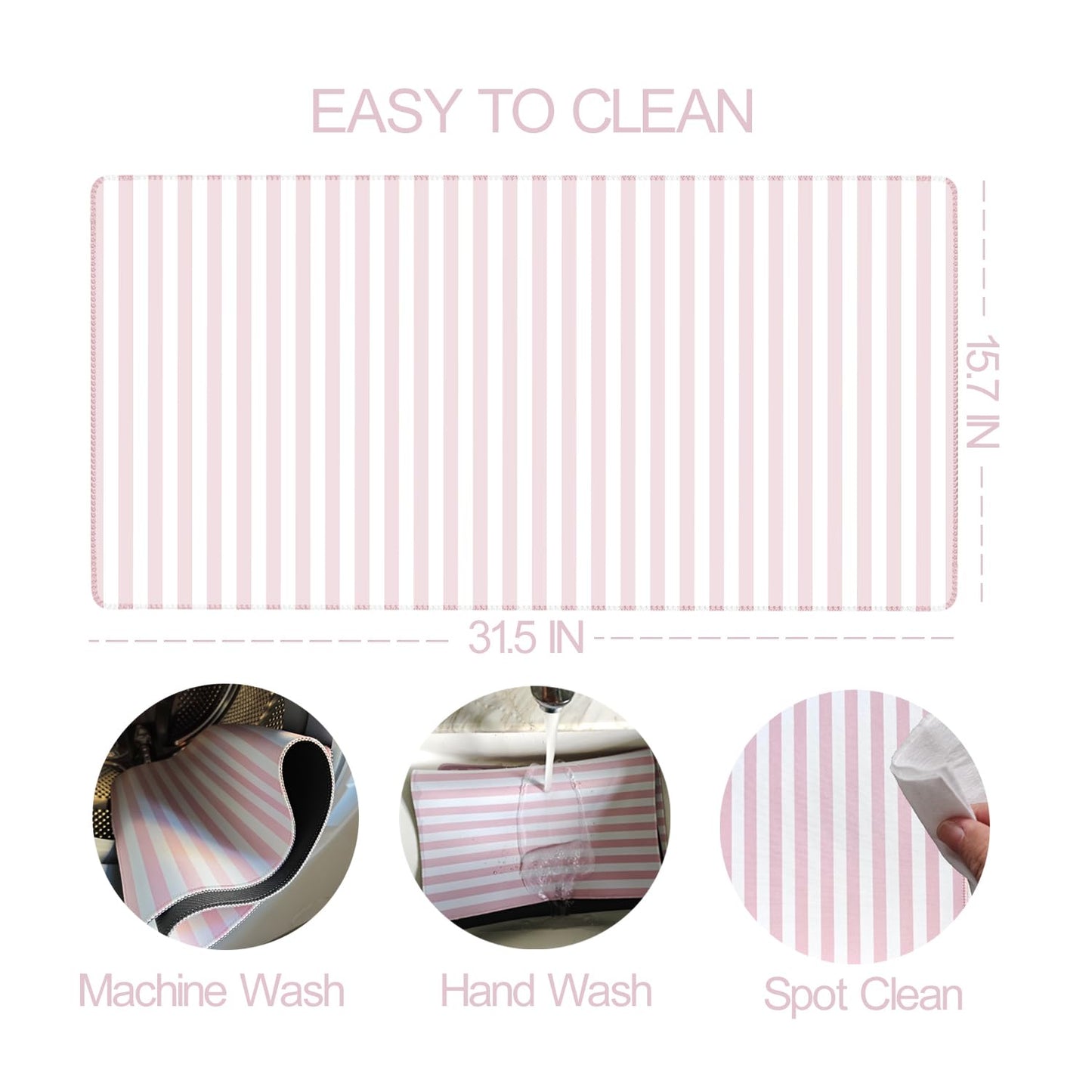 ohisxiacy Light Pink Striped Desk Mat Cute Pastel XXL Large Gaming Mouse Pad Desk Pad Kawaii Cozy Aesthetic Keyboard Laptop Computer Mat Home Office Decor for Women