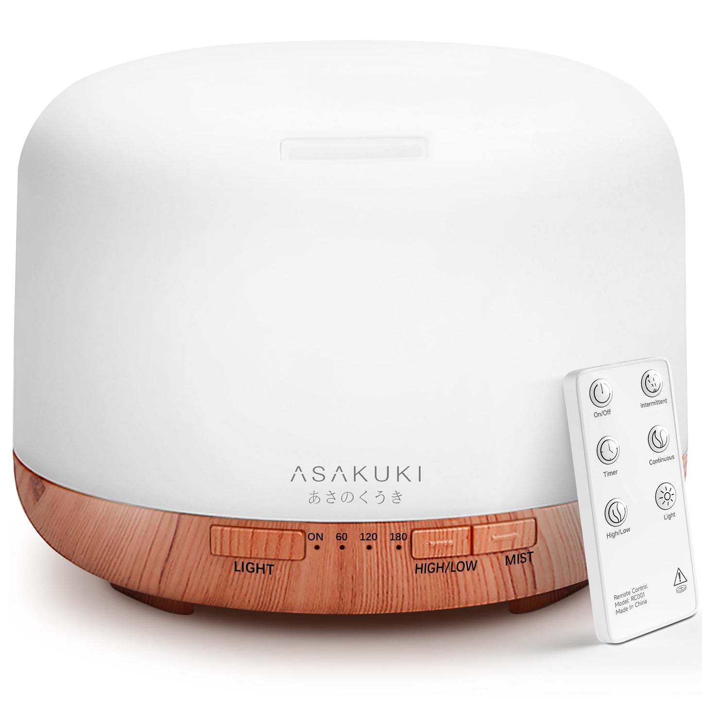 ASAKUKI Essential Oil Diffuser for Home, 500ML Aromatherapy Diffuser Humidifier with Remote Control, 7 Color LED Lights, Quiet Cool Mist Diffuser for Bedroom, Office, Gift for Mom (Yellow)