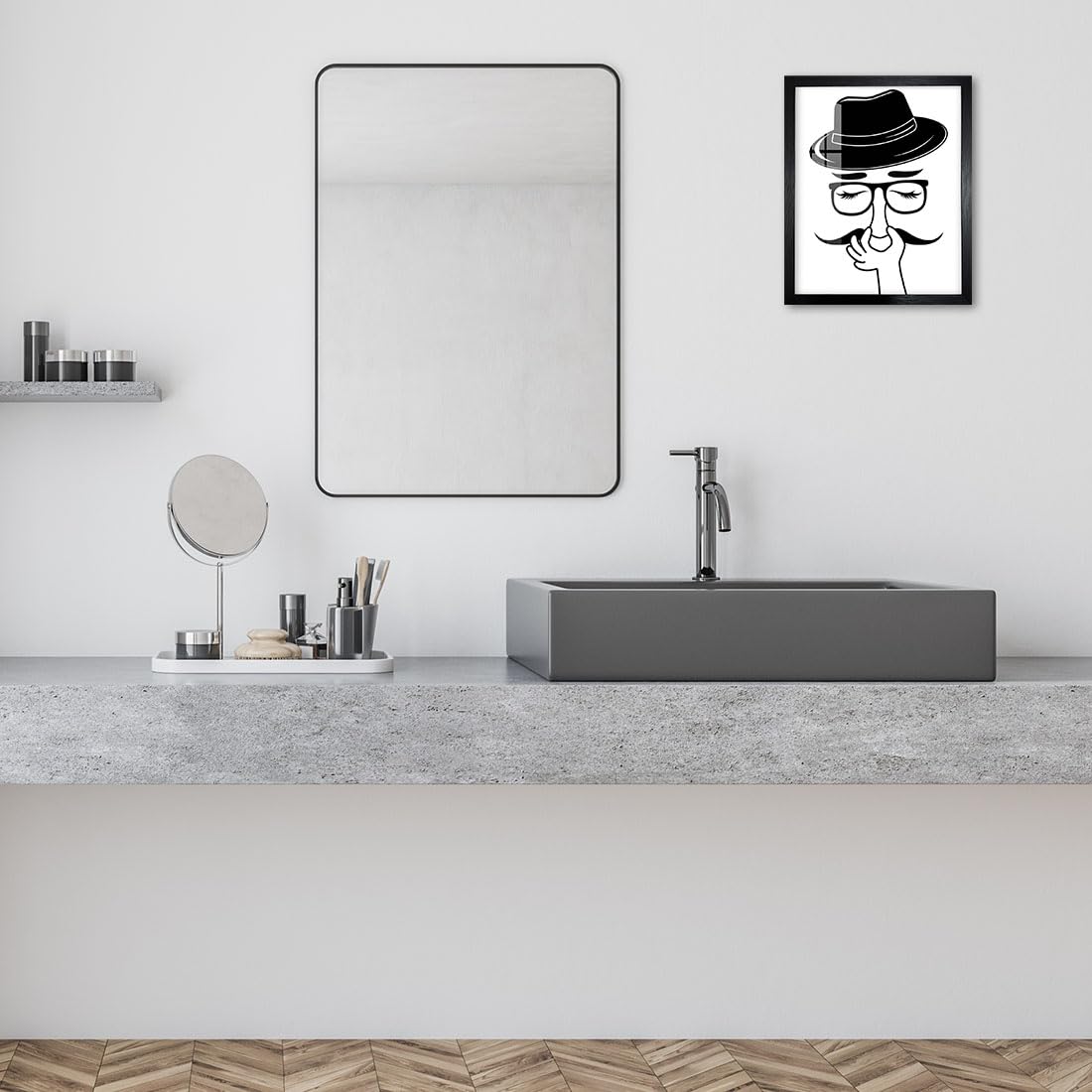 Biufo Humorous Bathroom Wall Art Poster, Bad Smell Minimalistic Canvas Print Art Decor, Bathroom Restroom Wall Decor (10L x 8W, Framed)