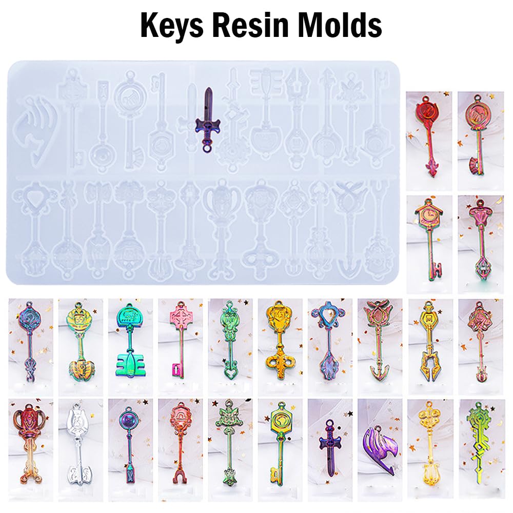 iSuperb Key Mold for Resin,Key Silicone Mold for Cake Decoration, Sugarcraft, Cupcake Topper, Chocolate, Pastry, DIY Jewelry Making,Epoxy Resin Mold (1 Set)