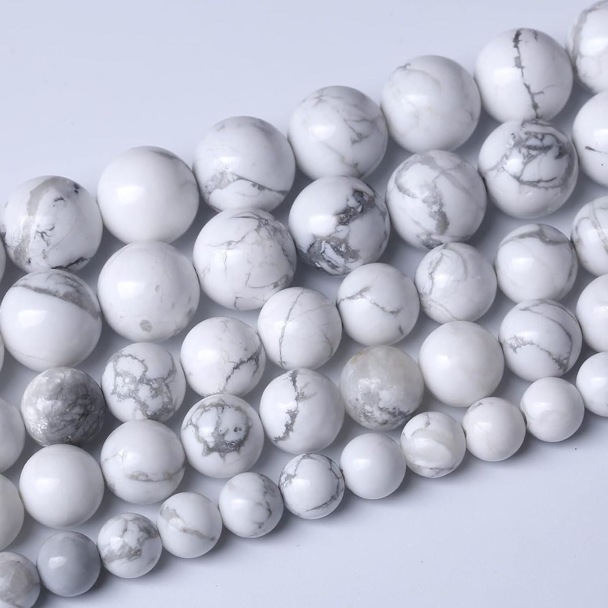 10mm Natural White Howlite Beads Round Gemstone Loose Beads for Jewelry Making (36-38pcs/strand)