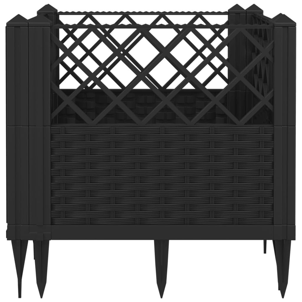 ZXQVLMRS 17.1 Inch Square Garden Planter, Modular Outdoor Plant Pot with Basketweave Pattern, Durable Matte Black Flower Container for Patio, Balcony, and Terrace Decor