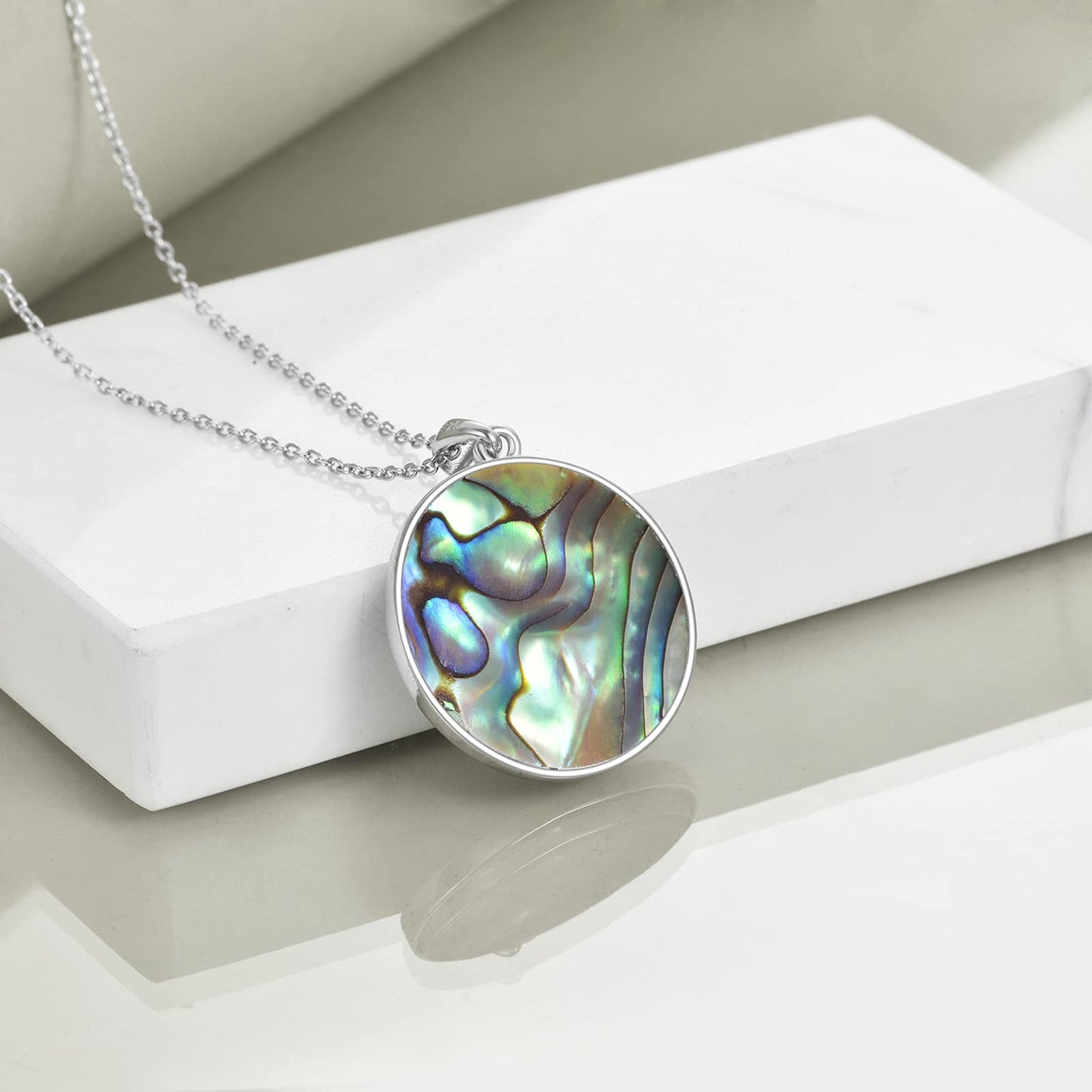 CRMAD Ocean Beach ocean Jewelry for Women Sterling Silver Starfish Wave Ocean Necklace Gifts (abalone)