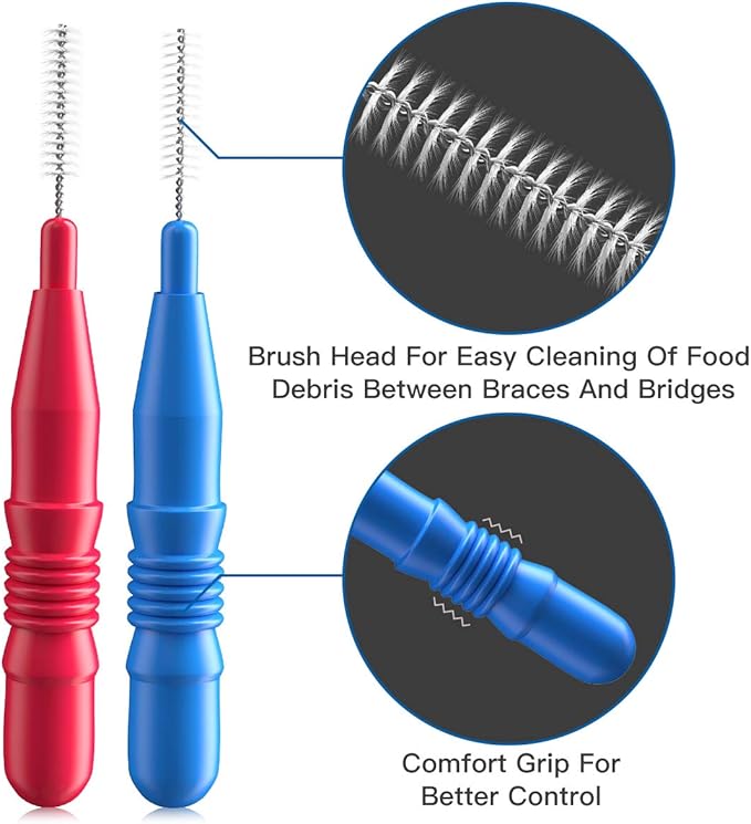 RAZOKO Interdental Brush, Flossing Head,Easy Use Tooth Cleaning Tool (1Pack(2.5mm/3mm)-88pcs)