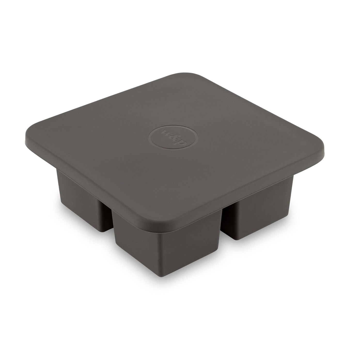 W&P Peak Silicone Extra Large Cube Ice Tray w/ Protective Lid | Charcoal | Easy to Remove Ice Cubes | Food Grade Premium Silicone | Dishwasher Safe, BPA Free