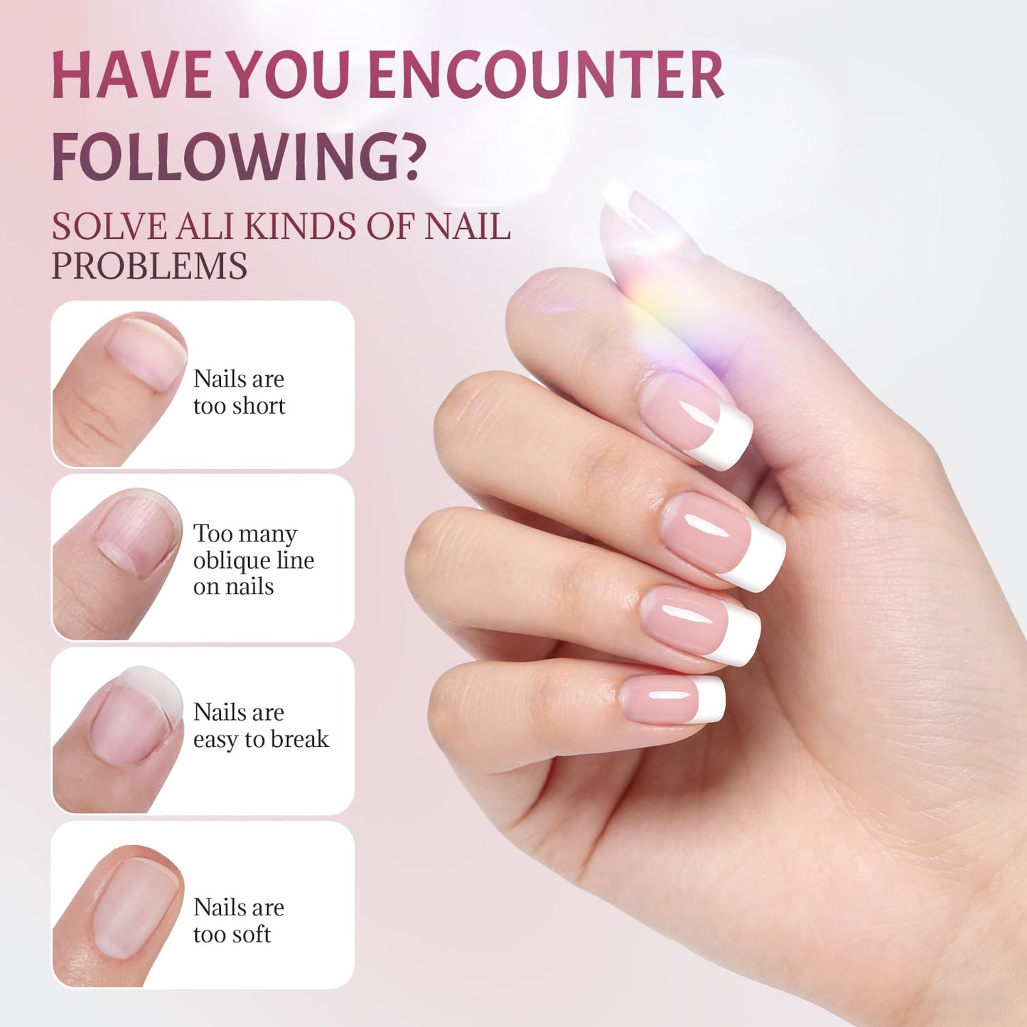 Ranrose 600PCS Short French Style False Nails Half Cover Nails Tips,White Short Acrylic Extension Finger Nail 12 Sizes with Box