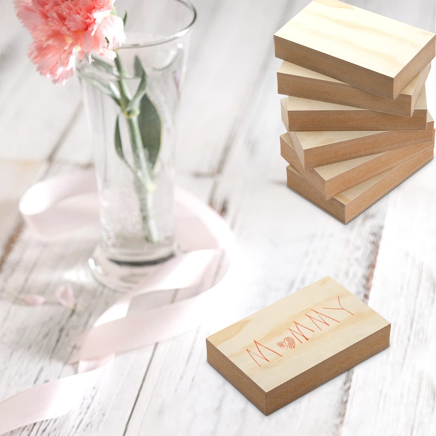 DEAYOU 16 Pack Unfinished Wood Blocks for Crafts, Blank MDF Board, Wooden Rectangle Blocks, 1 Inch Thick Smooth Paintable Wood Pieces for DIY Projects, Painting, Engraving, Chip Carving, 5" x 3"