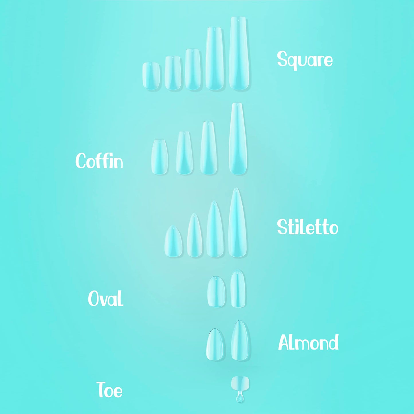 NABulous Nails Square Long Gel Tips | Full Cover Pre-Shaped Press-On Extensions | Soft Gel Artificial Nails for Salons & DIY (Square Long)