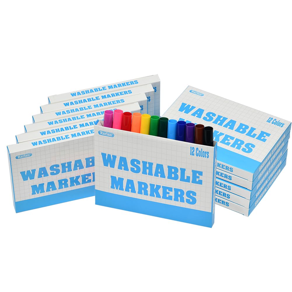Rarlan Washable Markers Bulk, Markers for Kids, Classpack, 12 Colors,12 Boxes, 144 Count
