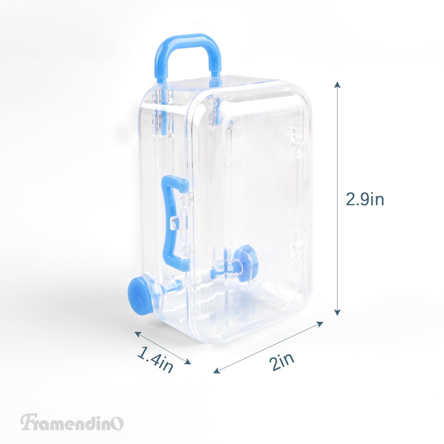 Framendino, 8 Pack Plastic Mini Suitcase Tiny Travel Jewelry Candy Box for Home Wedding Decoration (2.9" X 2" X 1.4")