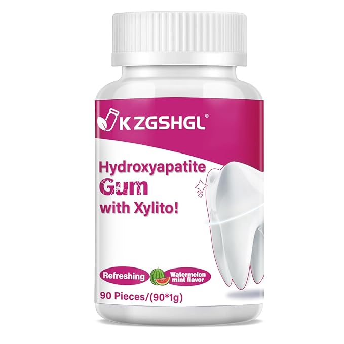 Hydroxyapatite Gum, 90 Pieces, Good for Teeth Remineralization, Sugar-Free Watermelon Chewing Gum with Xylitol, Two pills after meals to freshen breath and clean teeth