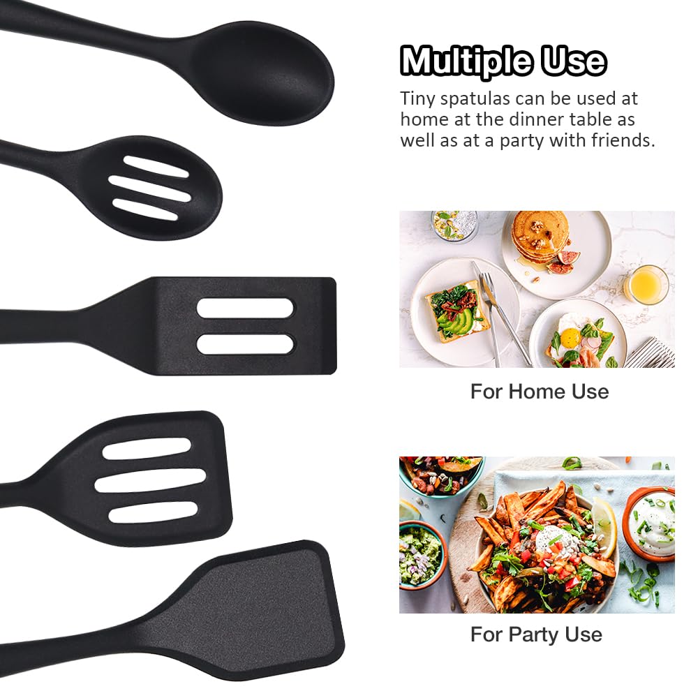Eolilim Small Spatulas 5PCS, Mini Size Silicone Turner Easy to Clean, Flexible Brownie Spatula, Spatulas for Kitchen Use, Mini Silicone Spatula for Fish, Fried Rice