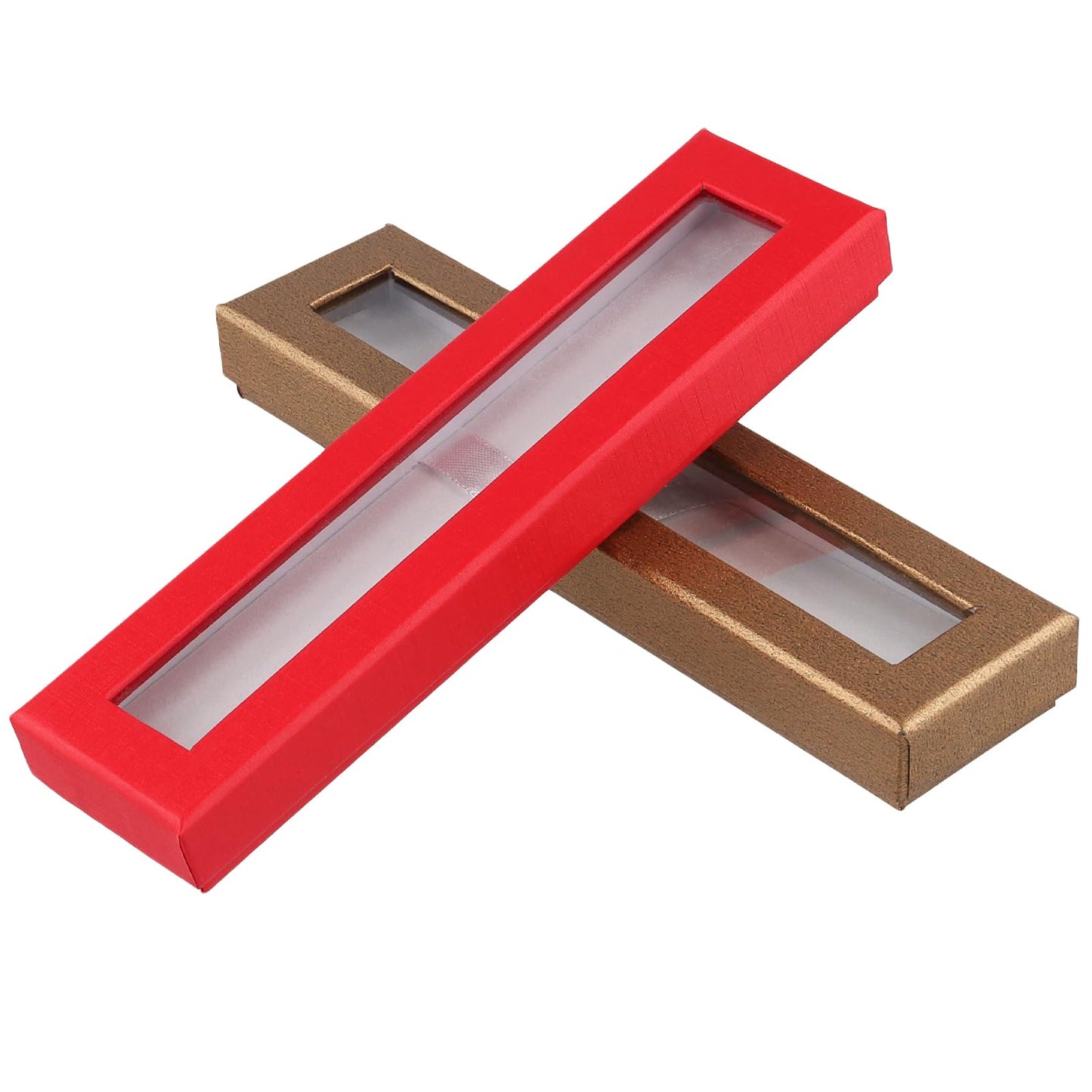GINLANK 40 PCS Empty Pen Present Box, Colored Pen Presentation Display Box with Clear Lid and Cushion, Pen Gift Box for Business, Birthday Souvenir, Office Supplies