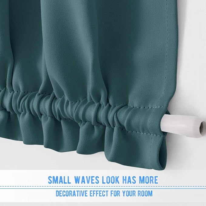 NICETOWN Thermal Door Curtain Panel for Living Room Front Door Side Light Block Privacy Protect Decoration for Front/Back Entry Way Adjustable Size Dual Rod Pocket Top, 12 W x 72 L, Sea Teal, 1 PC