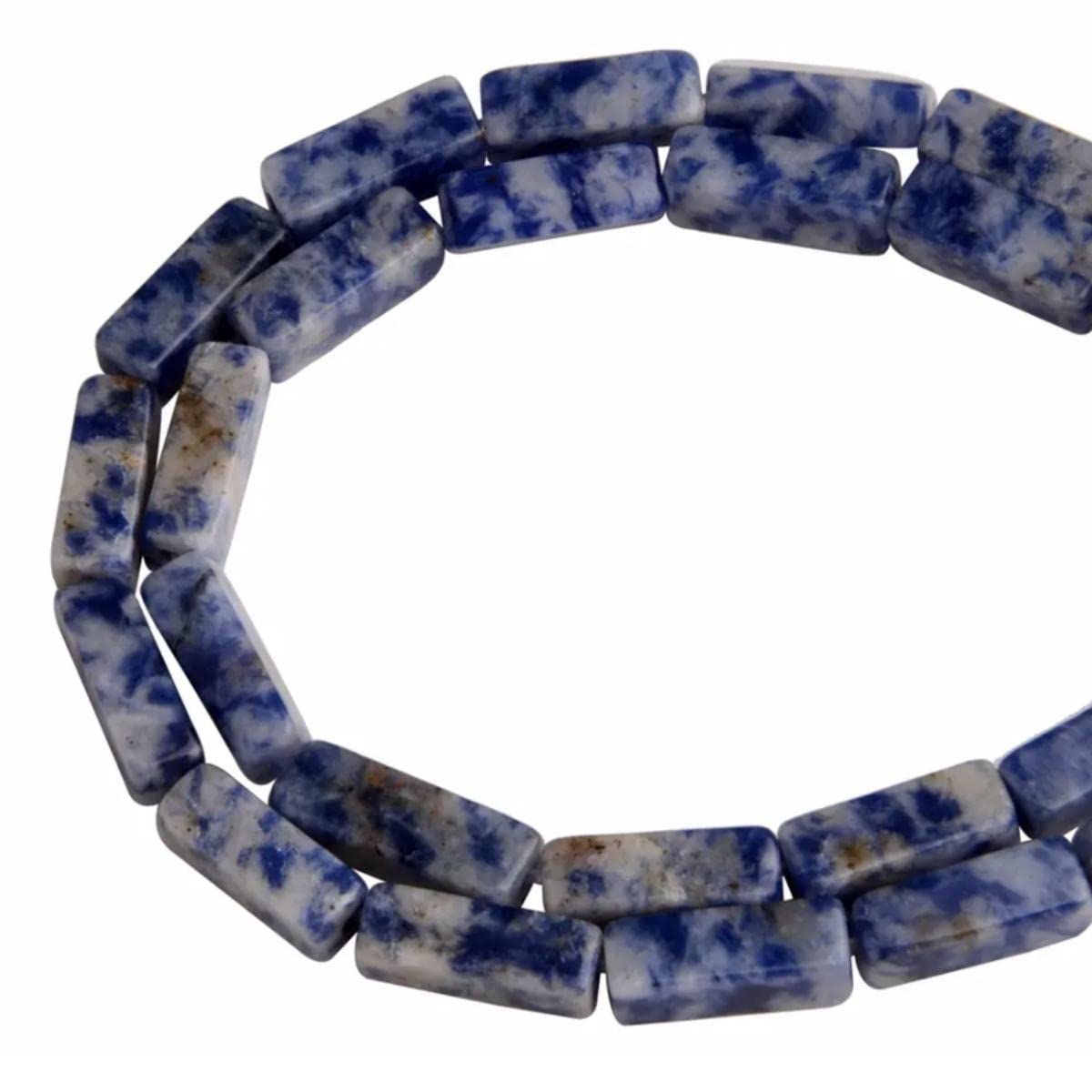 4x13mm Natural Stone Blue Spots Jasper Rectangular Column Tube Cylinder Spacer Loose Beads Gemstone for DIY Bracelets Necklace Jewelry Making Strand 15 Inch (28-30pcs)