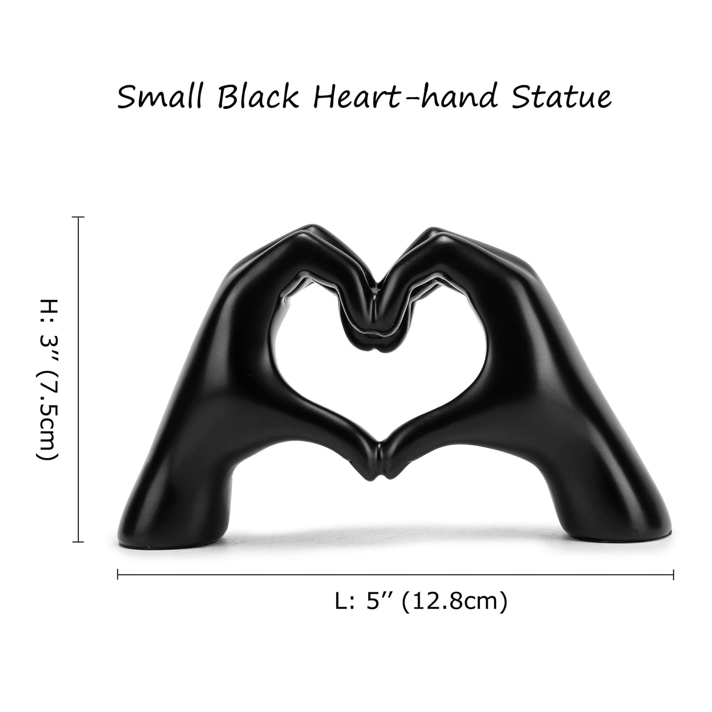 FANTESTICRYAN Small Heart Hands Statues Hand Love Sculpture Cute Decorative Home Decor Ornaments for Living Room, Wedding, Office Desktop, Cabinets, Bookshelf, Gift for Mom (Small Black)