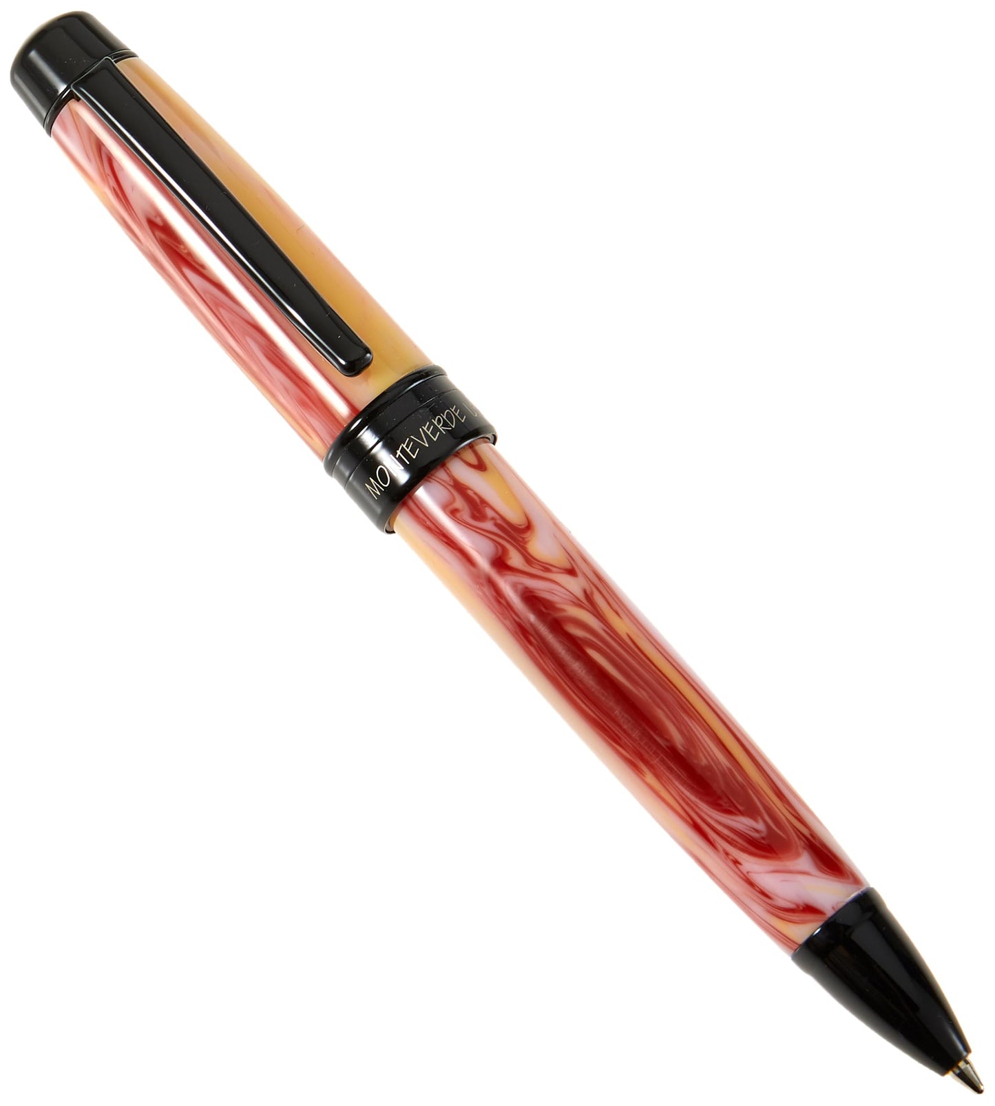 Monteverde USA Prima Red Swirl Ballpoint Pen - Handcrafted Resin, Refillable, Smooth Writing, Luxury Gift Box