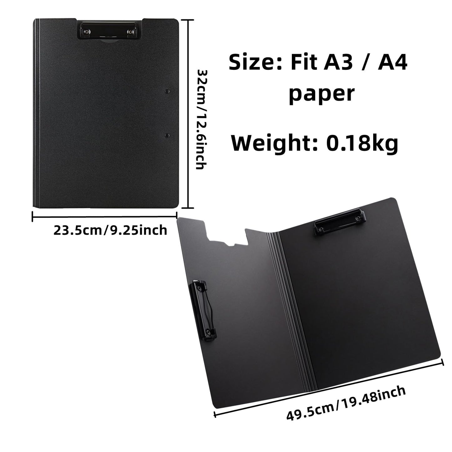Clipboard Folder, 6 Pack A4 Foldable Clipboards File Folder Flip Writing Pad for Memo Form Document & School Office Work - Black
