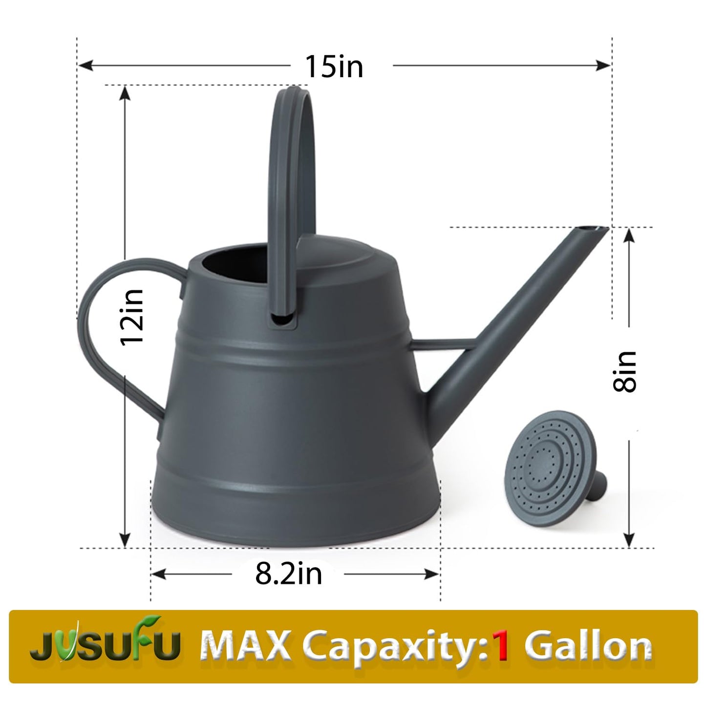 1 Gallon Watering Can for Plants, Watering Cans for Indoor&Outdoor Gardening, Water Can with Ergonomic Movable Handle (Dark Grey)