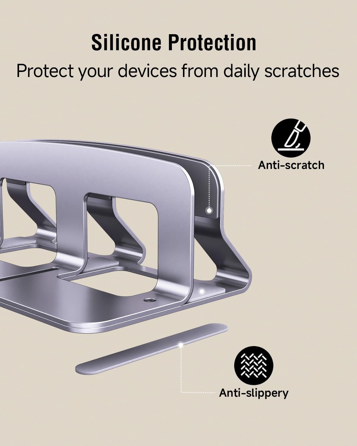 SENZANS Laptop Stand for Desk, Vertical Laptop Riser Holder Compatible with MacBook Air/Pro, Metal Computer Laptop Stand for Office Home, Fits Mac mini Tablets MacBook Dell HP Up to 17", Silver
