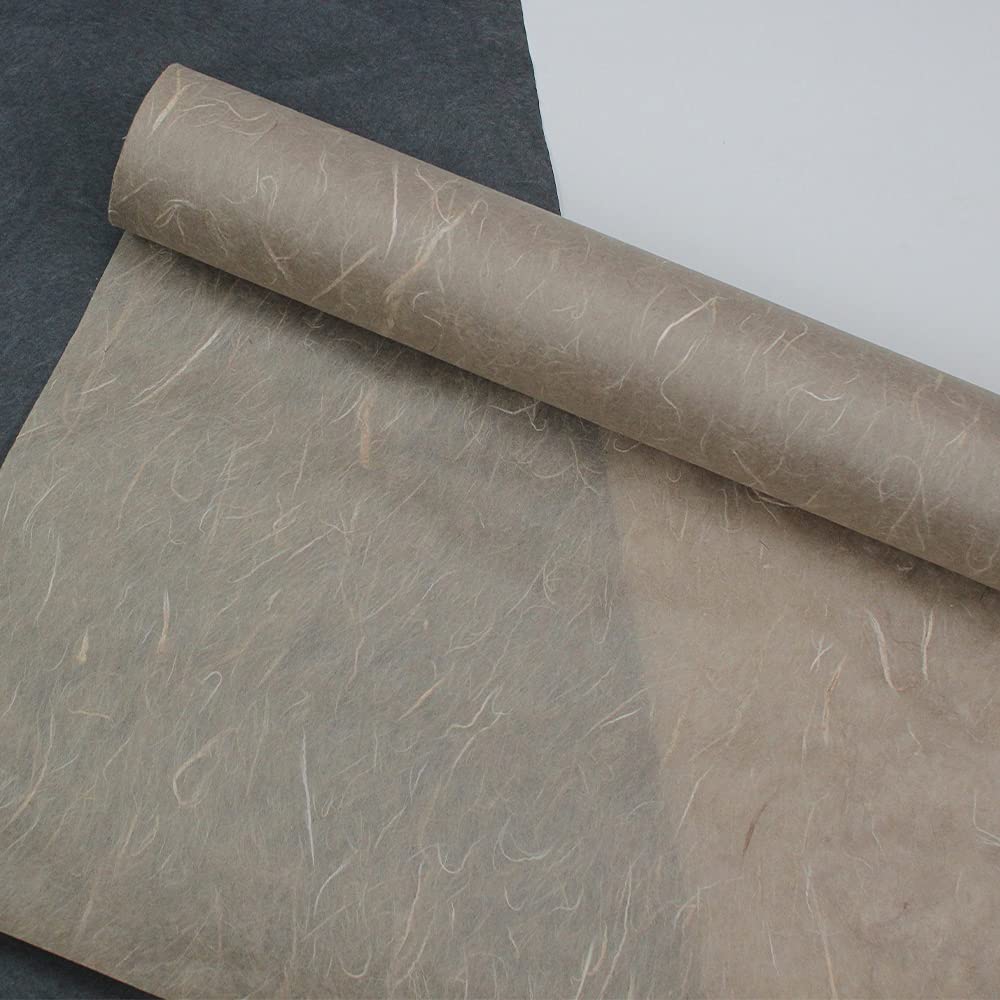 Korean Traditional Mulberry Paper, Colored Hanji Paper Roll, Natural Fiber Texture, Unyong (Brown, 21.3" x 787.4")
